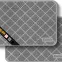 Cat Litter Mat Litter Trapping Mat, 24" x 17" Premium Durable PVC Grid Mesh with Scatter Control, Non-slip, Less Waste Cat Litter Box Mat, Grey 2 Pack