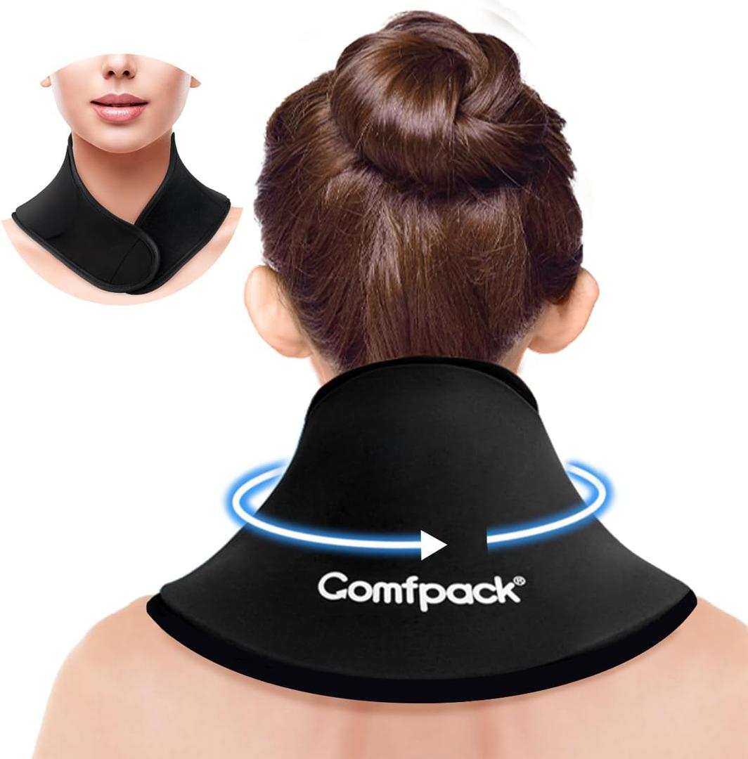 Neck Ice Pack Wrap Gel for Pain Relief, Soft Cooling Pad for Cervical Shoulder, Flexible Gel Ice Pack for Surgery, Injuries, Swelling, Stiffness, Muscle Tension