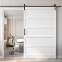 Fredbeck 60x96 Inch White Sliding Barn Door Slab with 10ft Hardware Kit Included, 5-Panel,White Doors for Bedroom