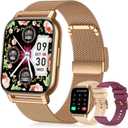 Smart Watch for Women(3 Bands), Smartwatch Fitness Tracker with Bluetooth Calls & AI Voice Control, 1.85 HD Screen, Heart Rate/SpO2 Monitor, Sleep Tracker, Compatible with Android iOS (Gold)