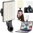 60 LED Portable Selfie Light Video Conference Lighting with Clip & Camera Tripod Adapter Rechargeable 2000mAh CRI 97+, 3 Light Modes for Phone iPhone Webcam Laptop Photo Makeup (Black)