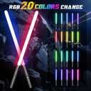Lightsaber, Dueling Light Saber, 20 RGB Colors 4 Modes Type-C Rechargeable Sword with Alloy Hilt, Light Sabers for Kids Birthday Party Cosplay Halloween Christmas, 2PCS