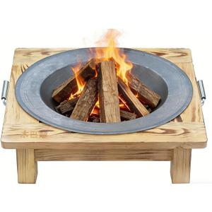 Tabletop Cast Iron Fire Pit, Wood Burning Fire Bowl | for Patio Backyard Comes with grill mesh & Poker for heating and BBQ, Portable for deck camping
