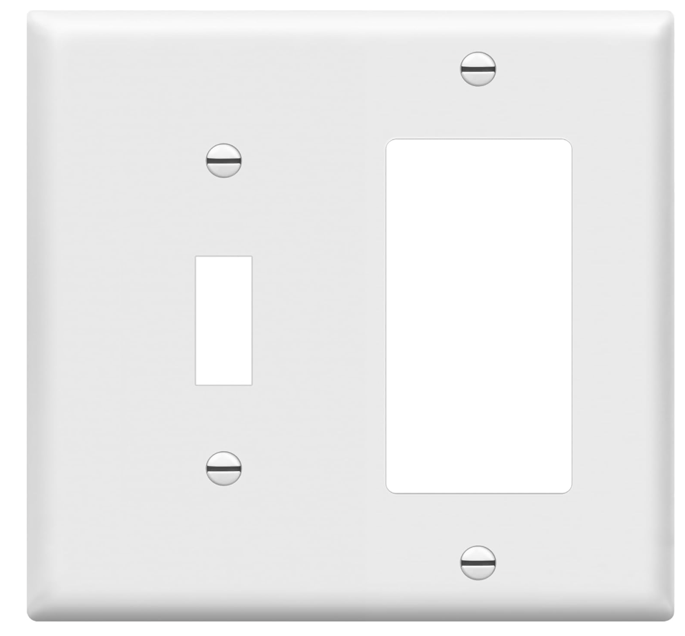Enerlites 881131-W Decorator/Toggle Switch Wall Plate Combination, 2-Gang, White, Standard Size, Unbreakable Polycarbonate, Replacement Receptacle Faceplates Outlet Cover, 80 Pieces