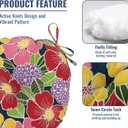 2 x Outdoor Bistro Chair Cushion for Patio Furniture, Water Resistant Round Seat Cushion Set of 2, Tufted Patio Chair Cushions with Ties, 15"x15"x4", Flower Bloom