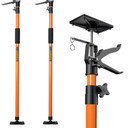 2PK Steel Telescopic Adjustable 3rd Hand Support System, Supports up to 154 lbs, Extends from 49 Inch to 114 Inch for Construction Rods, Cabinet Jacks, Cargo Bars, Drywalls