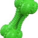 SCHITEC Squeaky Dog Chew Toy for Aggressive Chewers Large Breed, Tough Interactive Teething Rubber Bone for Big Medium Dogs (Green)