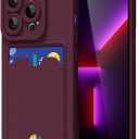oakxco for iPhone 13 Pro Case with Card Holder, Cute Silicone Wallet Phone Case with Credit Card Slot, Soft Rubber Thin Slim Purse for Women Men with Camera Cover Protection, Burgundy Maroon