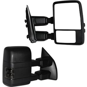 Towing Mirrors Compatible with 1999-2016 Ford F250 F350 F450 F550 Super Duty Side Mirrors with Smoked Turn Signal Light Maually Adjustable Glass Black View Mirrrors Pair Set, Curved with Convex Spotter Glass