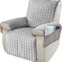 Armchair Protector Covers with Pockets and Elastic, Electric Relax Armchair Cover, Non-Slip, Sofa Covers, Washable, Grey, 1 Seater (53 x 190 cm)