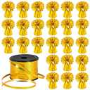 24 PCS Balloon Weights Metallic Anchor, Balloon Holder Heavy Weights with and 1 Roll Iridescent Crimped Ribbon for Balloons Table Party Favor Birthday Decor(Gold)