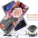 Case for Moto Edge 2022/Motorola Edge 2022 5G UW XT22051 with Tempered Glass Screen Protector, Floral Design Full Body Protective Cell Phone Cover for Motorola Moto Edge 2022 5G Purple Flower