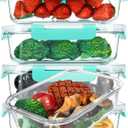 [5-Packs, 36 Oz.] Glass Meal Prep Containers with Locking Lids Glass Food Containers,Airtight Lunch Container,Microwave, Oven, Freezer and Dishwasher (4.5 Cup, Green)