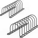 JAQ Pan Organizer Rack for Cabinet, Pot Lid Holder & Baking Sheet Organizer, Plate and Cutting Board Rack for Kitchen Countertop or Cabinet (2 Pack, Black)