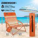 2 Pack Low Beach Chair,Folding Recliner Camping Chair for Adults,Lightweight Backpacking Low Seat Camping Chairs with Cup Holder,Carry Bag for Outdoor Camp Picnic Festival,Orange Strip