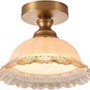1 Light Brass Ceiling Light Fixture Vintage Close to Ceiling Light