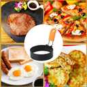 Egg Ring Pancake Mold Set, Stainless Steel Egg Rings Pancake Molds for Griddle 5 pack for frying Eggs and Omelet, Silicone Egg Rings with Handle