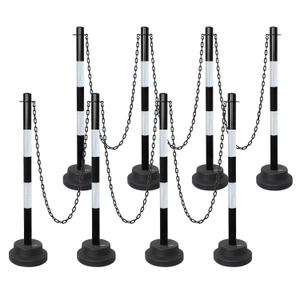35" Traffic Safety Cones with Heavy Base, Reflective Stripes & 5FT Link Chain Delineator Stanchions Posts for Parking Spaces, Driver Training, Event Barriers, Roadway, Construction 8 Pack