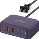 [2026 Updated] USB C Fast Charger, 100W GaN 6 Port Type C Charging Station Hub Block Cube, USB C Wall Charger Power Strip Adapter Plug for iPad iPhone 17 16 15 14 Pro Max Pixel Note Galaxy, 5ft Cord