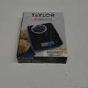 Taylor Glass Top Food Scale with Touch Controls, 11 lb Capacity, Sleek Black Design for Precision Food Measurement in Grams and Ounces