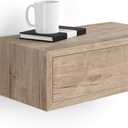 Mobili Fiver, Riccardo Floating nightstand, Oak, 17.7" x 9.8" x 6.1 ", Melamine-Finished, Modern Bedside Table, End Table, Italian Furniture, 17.7 in x 9.8 in x 5.9 in