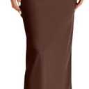 Vrtige Women's Elegant Satin Silky High Waist Zipper Flowy A Line Maxi Long Skirt, Size L