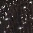 Shiny Metallic Jacket Women Black Open Front Long Sleeve Sequin Sparkle Bomber Jacket Sweatshirt Black M (Black)