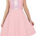 GRACE KARIN Girls Sequin Party Dress Holiday Birthday Dance Formal Halter Hollow-Out Trendy Prom Dresses (10 Years, Pink)