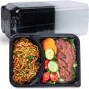 YANGRUI Takeout Containers with Lid 40 Pack 41 oz - Shrink Wrap 2 Compartment Leakproof | Reusable BPA Free Flexible Pure PP Plastic Food Container | Microwave & Dishwasher Safe Restaurant Lunch Boxes