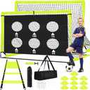 Kids Soccer Goals for Backyard Set of 2-6x4 ft Portable Pop Up Soccer Nets Training Equipment with Soccer Ball, Ladder, Cones, Ideal Birthday for Kids,Baseball & Softball Batting Cages (Yellow)