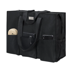 TOPDesign Utility Water Resistant Tote Bag with 13 Pockets, Top Zipper Closure & Thick Bottom Support, for Working Women Medium