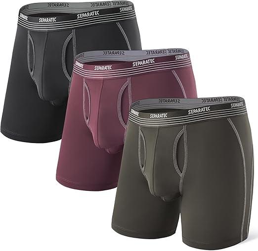 Separatec Mens Underwear with Pouch for balls Anti Chafing Underwear Men Athletic Sport Performance Long Boxer Briefs 3 Pack XL