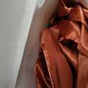 NSGZ Ruffled Satin Pillowcase Set of 2, Queen Size Silky Pillow Shams for Hair and Skin Care, Rust Satin Pillow Covers with Envelope Closure, Anti Wrinkle Pillow Cases for Modern Room Decor