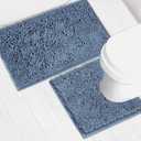 Bathroom Rugs Chenille Bath mat 2 Piece Set, Super Absorbent, Strong PVC Non Slip Backing, Bath mats for Bathroom, Plush Shaggy, Thick, Machine Washable, Bathtub, Toilet .(Medium Blue)