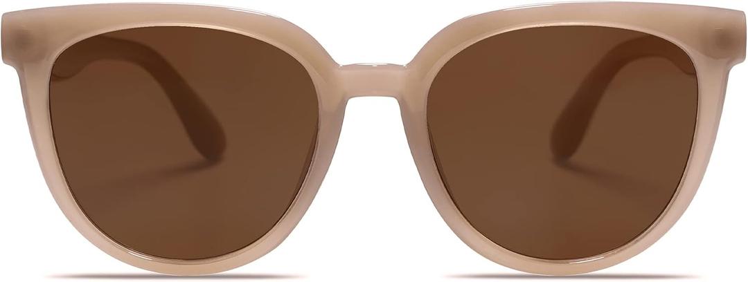 SOJOS Trendy Cat Eye Round Polarized Sunglasses for Women Fashion UV Protection Sunnies Sunglasses SJ2175 (Brown)