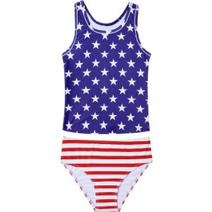Century Star Girls Tankini Swimsuit UPF 50+ Racerback Bathing Suit for Teen Girls 2 Piece Swimsuit Summer Beach Swimwear (10-11 Years, American Flag)