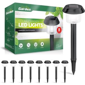 Solar Garden Lights - Auto On/Off Outdoor Bright Solar Pathway Lights - All-Weather/Waterproof Outdoor Solar Lights for Yard, Garden, or Driveway (8-Pack, Black)