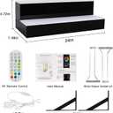 LED Lighted Liquor Bottle Display Shelf Wall Mount Wine Rack, 2 Tiers 24Inch Bar Bottle Display Shelf with Glass Holder Remote and App Control for Home Bar Party Whiskey Coffee Bottles Display