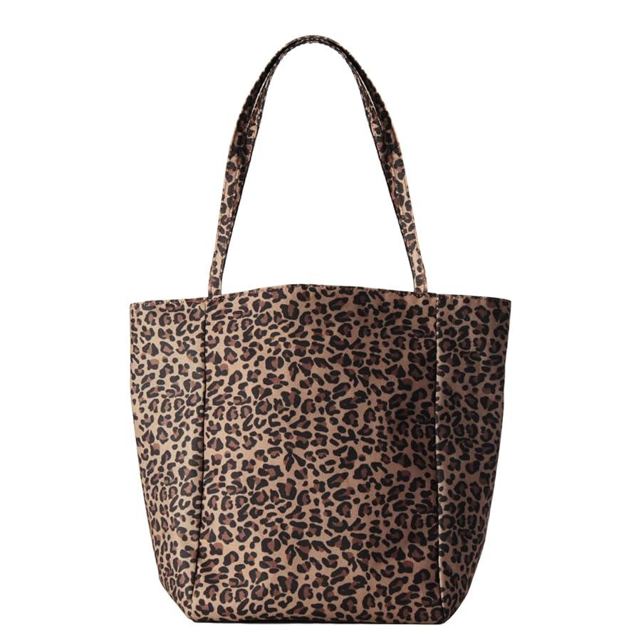 Copajama Faux Suede Tote Bag for Women - Versatile, Lightweight Shoulder Purse with Large Capacity, Leopard