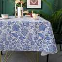 Pioggia Vinyl Tablecloth with Flannel Backed Waterproof Oil-Proof PVC Table Cloth Wipeable Spill-Proof Plastic Table Cover for Indoor and Outdoor(Flower, 60 x 84 Inch Rectangle)