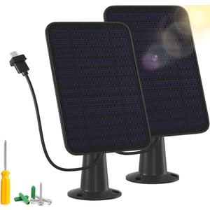 2 Pack 5W Solar Panel for Blink Camera, Solar Panel Charger Compatible with Blink Outdoor/Outdoor(3rd Gen)/XT XT2 Camera, IP65 Weatherproof with Secure Wall Mount, 13.1ft Charging Cable & Rubber Plug