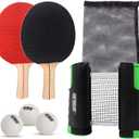 GSE Games & Sports Expert Adjustable Retractable Ping Pong Net Set & Post. Professional Table Tennis Rackets and Balls, Net with Posts and Storage Bag - Pingpong Paddle and Game Table Accessories. (Table Tennis Set-Black)