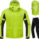 IRON JIA'S Rain Suit, Motorcycle Rain Gear for Men & Women, Waterproof Jacket and Pants, Breathable Reflective Raincoat for Farm Fishing Golf (Green XL)