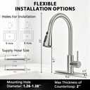 FEELSO Kitchen Faucets with Pull Down Sprayer, High Arc Stainless Steel Single Handle Kitchen Sink Faucet, 1 or 3 Hole Brushed Nickel Water Faucets for Farmhouse Laundry Camper Rv Bar