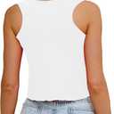 Aluvee USA 4th of July Tank Tops Women Red White and Blue Shirts Tank Tops American Patriotic Flag Crop Sleeveless Tee (White, L)