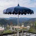 7Ft Patio Pagoda Umbrella, UV Protect Pool Umbrellas with Heavy Duty Pole, Outdoor Umbrellas for Patio, Curved-shaped Umbrella Ribs, Carry Bag