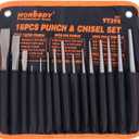 HORUSDY 16-Piece Punch and Chisel Set, Including Taper, Cold Chisels, Pin, Center