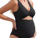 Summer Mae Maternity Cutout One Piece Swimsuit Twist Front Criss-Cross Bathing Suit High Waisted Pregnancy Swimwear, XL