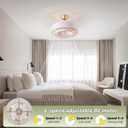 20" Fandelier Ceiling Fans with Lights, Caged Boho Ceiling Fan with Light Remote Control, Mid Century Modern with 6 Speeds for Bedroom, Nursery, Living Room