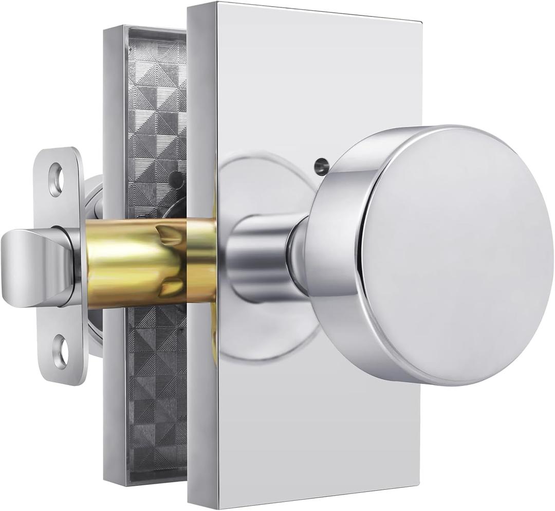 Privacy Door Knobs InteriorPolished Chrome Door Knobs with Lock, Door Handles for Bedroom Bathroom